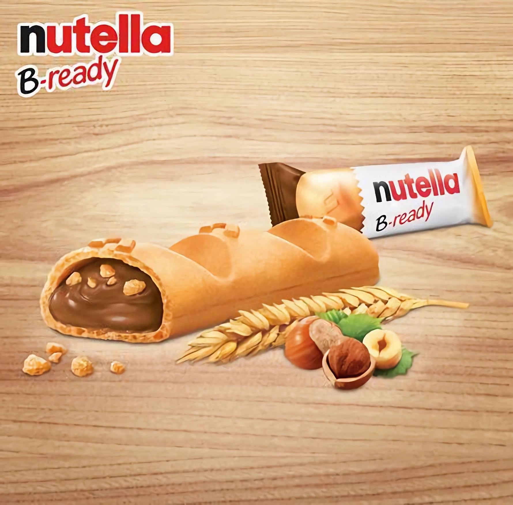 Ferrero Nutella B-ready served with tea, a kid-friendly morning treat.