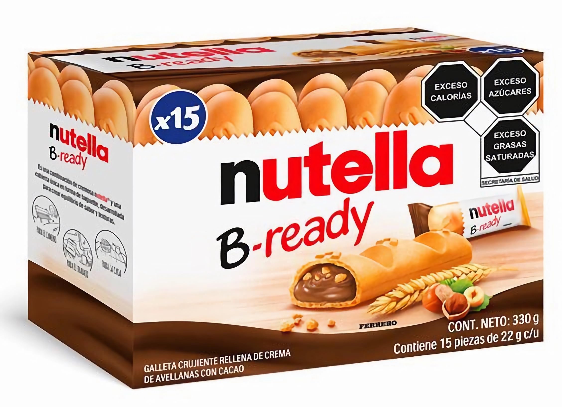 Ferrero Nutella B-ready mini baguette wafer with creamy Nutella, perfect for quick breakfast.