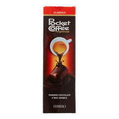 Ferrero Pocket Coffee dark-chocolate shell close-up for an energizing treat on the go.