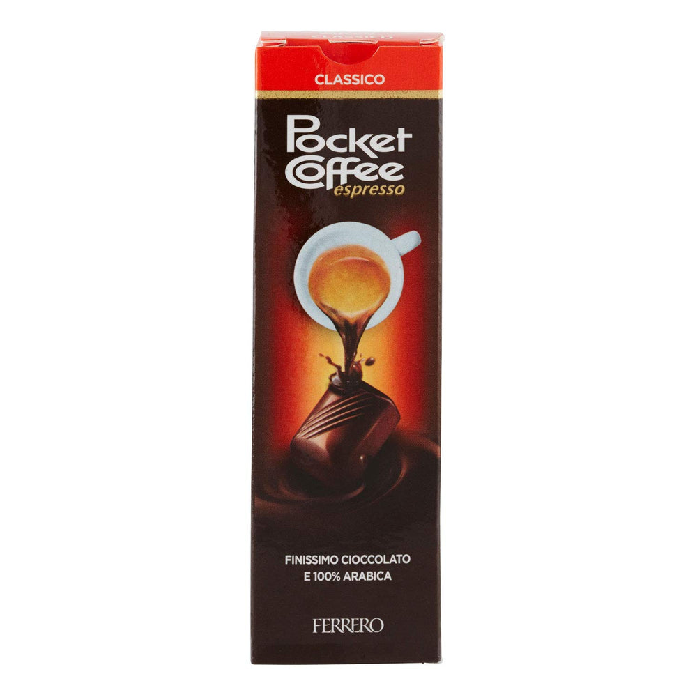 Ferrero Pocket Coffee five-chocolates-per-pack open-pack for quick desk breaks.
