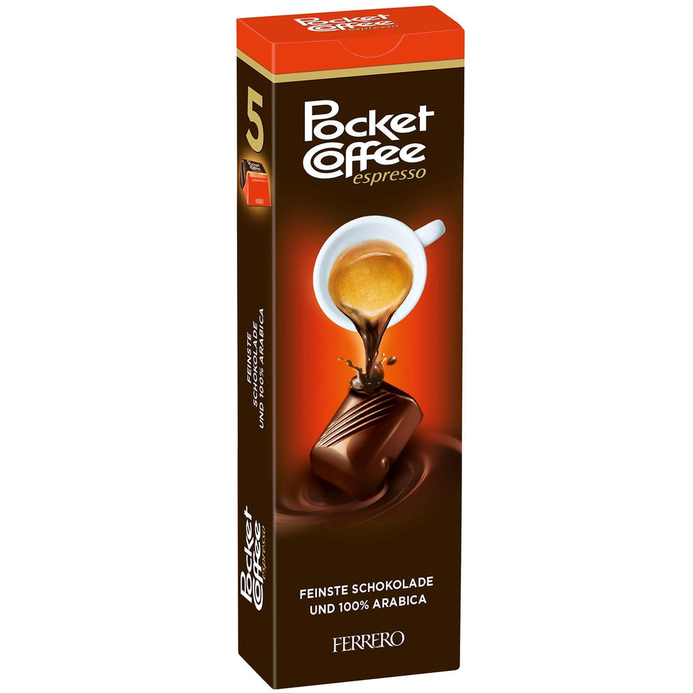Ferrero Pocket Coffee foil-wrapped chocolate espresso, ideal for a quick break anywhere.