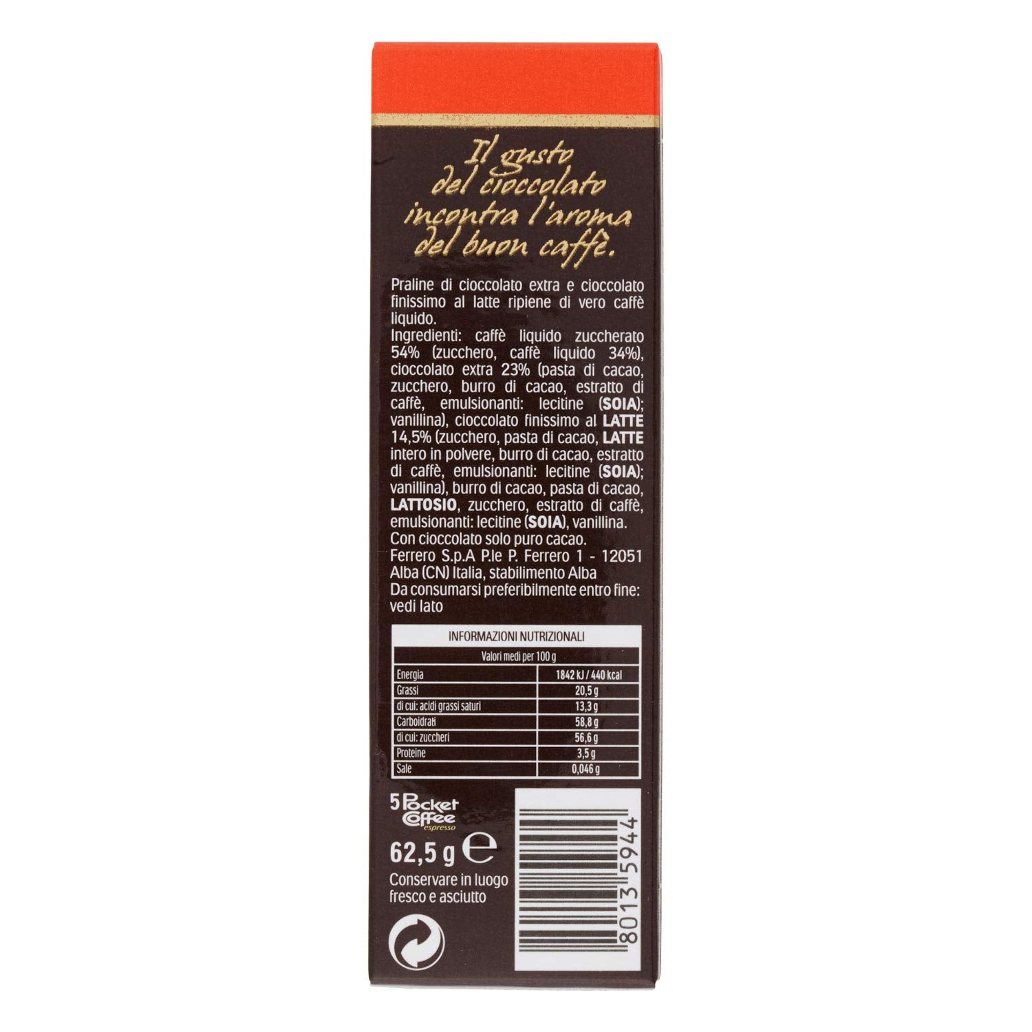 Ferrero Pocket Coffee liquid-center reveal highlighting real coffee flavor for a bold bite.