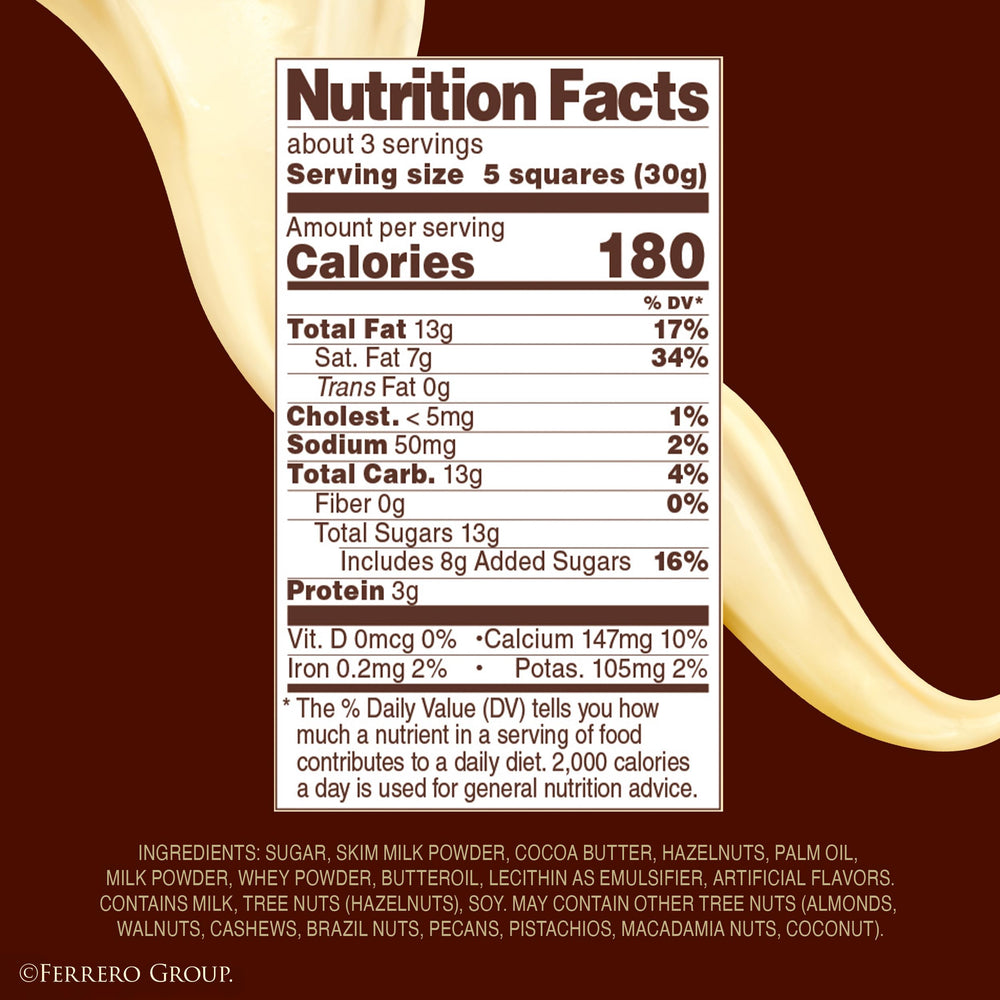 Close-up of Ferrero Rocher white chocolate hazelnut bar showing creamy texture and hazelnuts