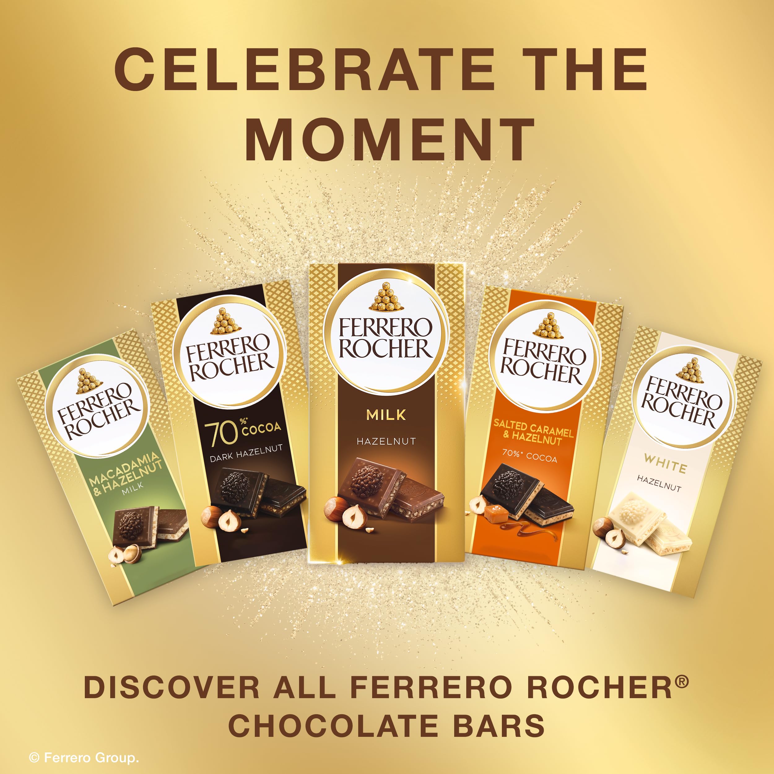 Gift box display of Ferrero Rocher bars for celebrations.