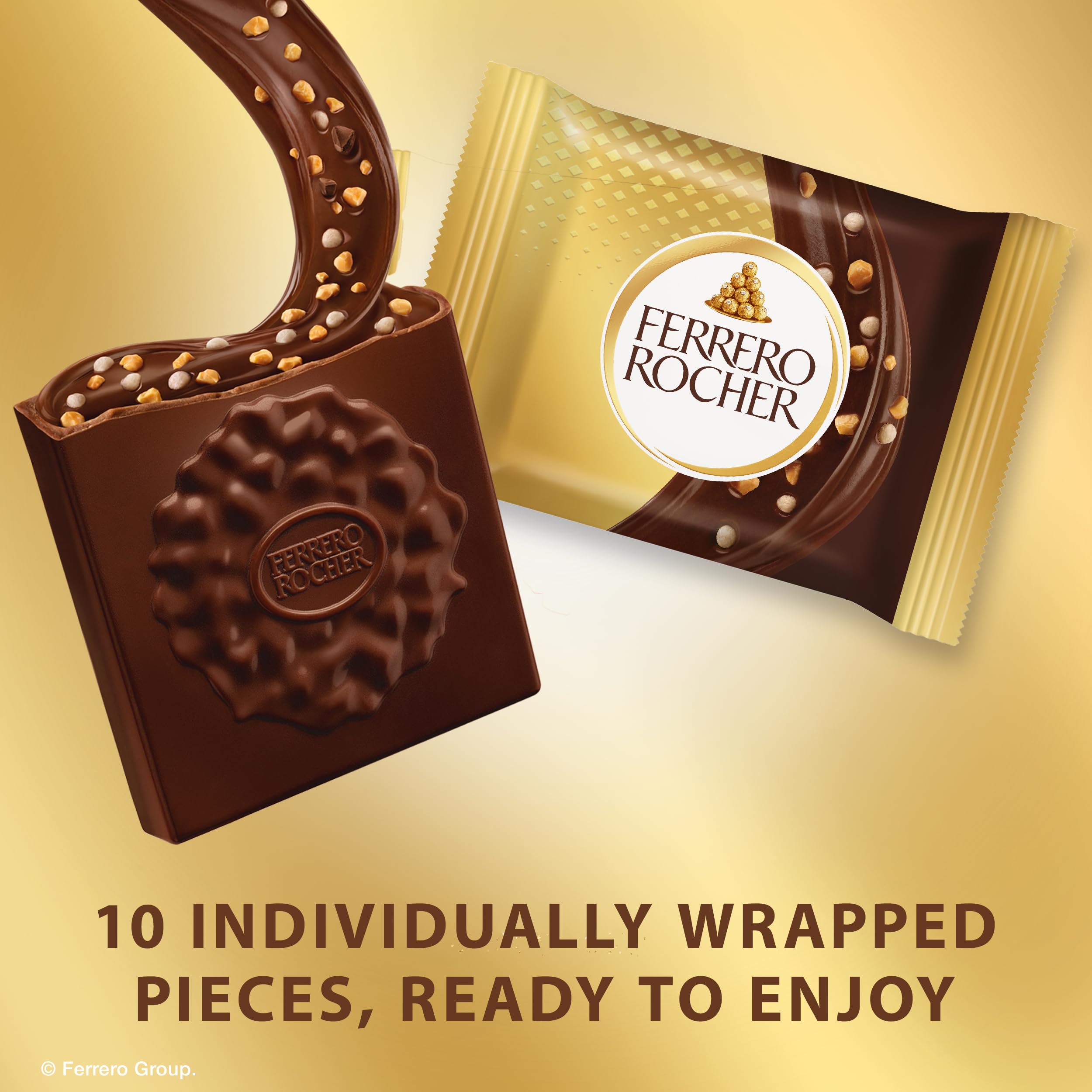Easter gift idea featuring Ferrero Rocher squares in a refined basket.