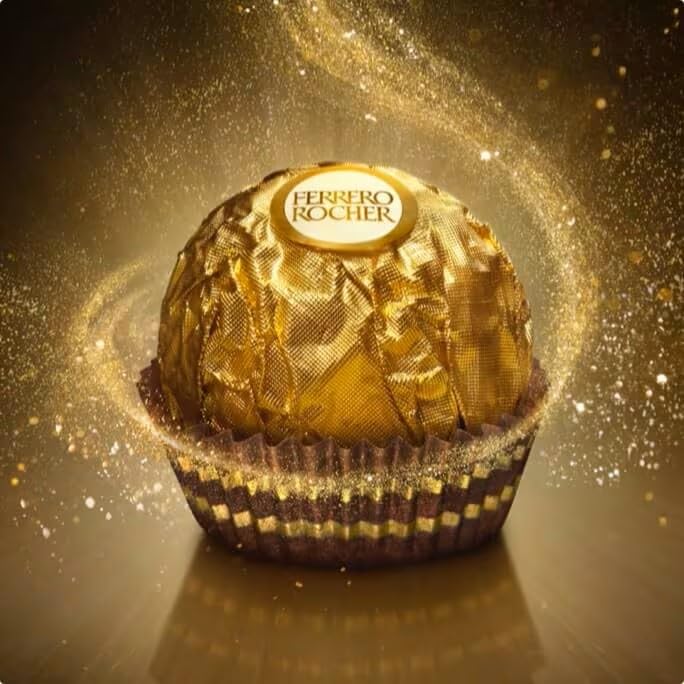 Ferrero Rocher gold-wrapper shot emphasizes premium treat for special occasions