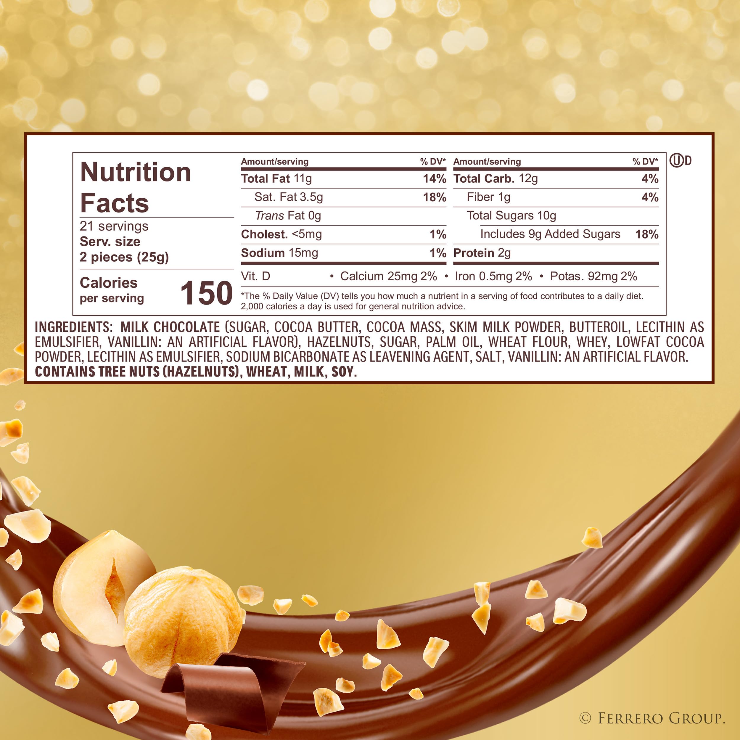 Ferrero Rocher hazelnut center encased in chocolate