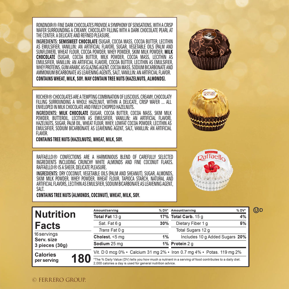 Ferrero Rocher hazelnut milk chocolate rocher highlight for indulgent, anytime treats.