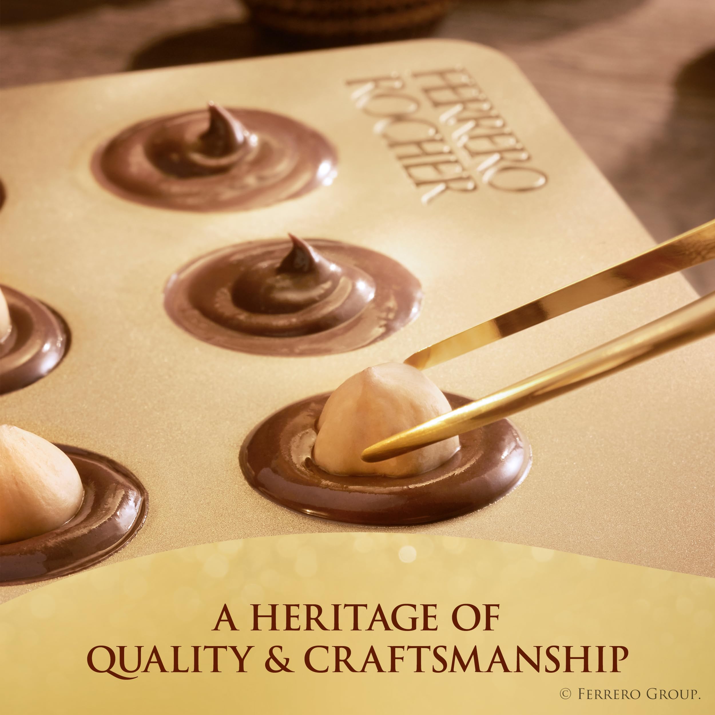 Ferrero Rocher hazelnut topping detail for refined texture.