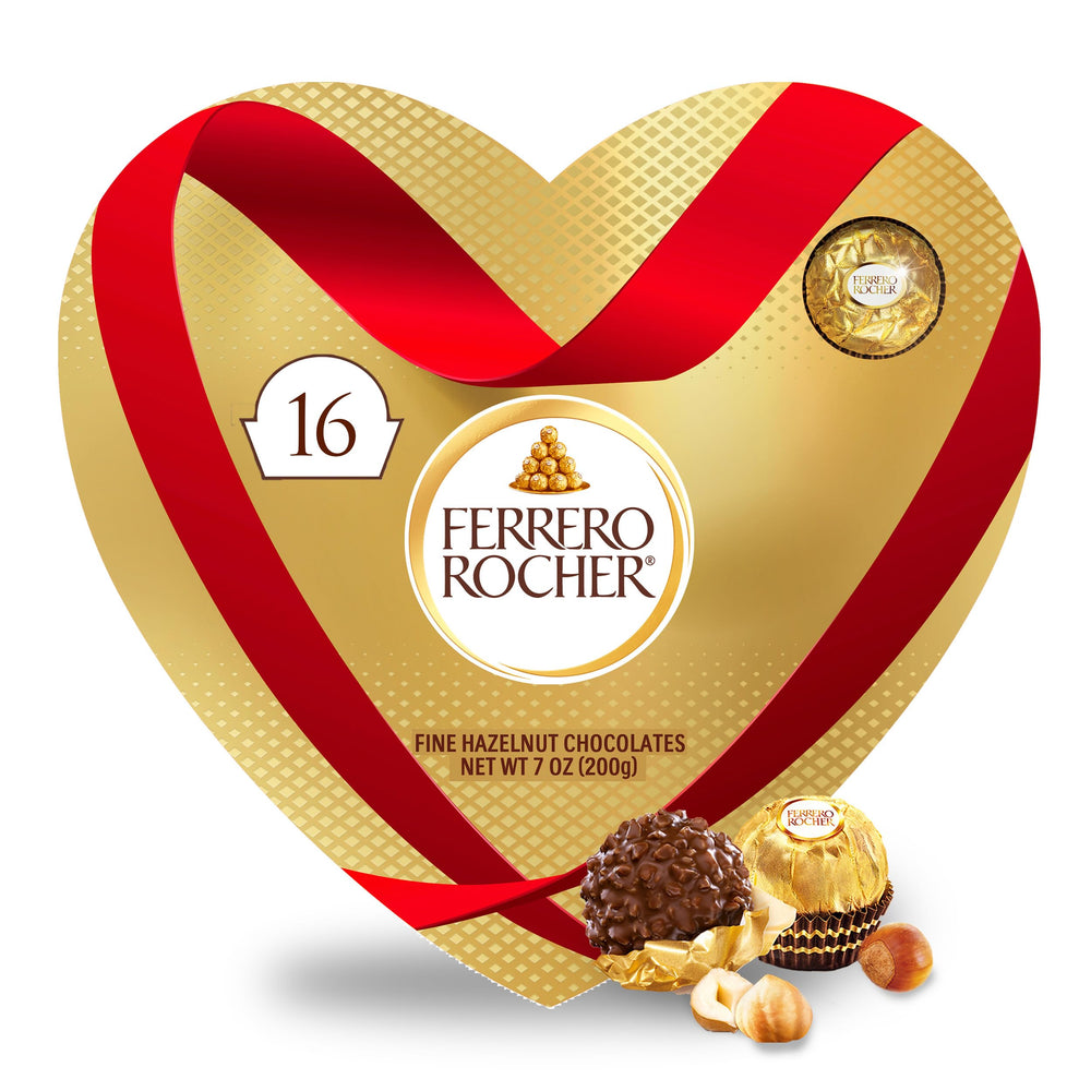 Ferrero Rocher heart shaped gift box with 16 chocolates for gifting and sharing.