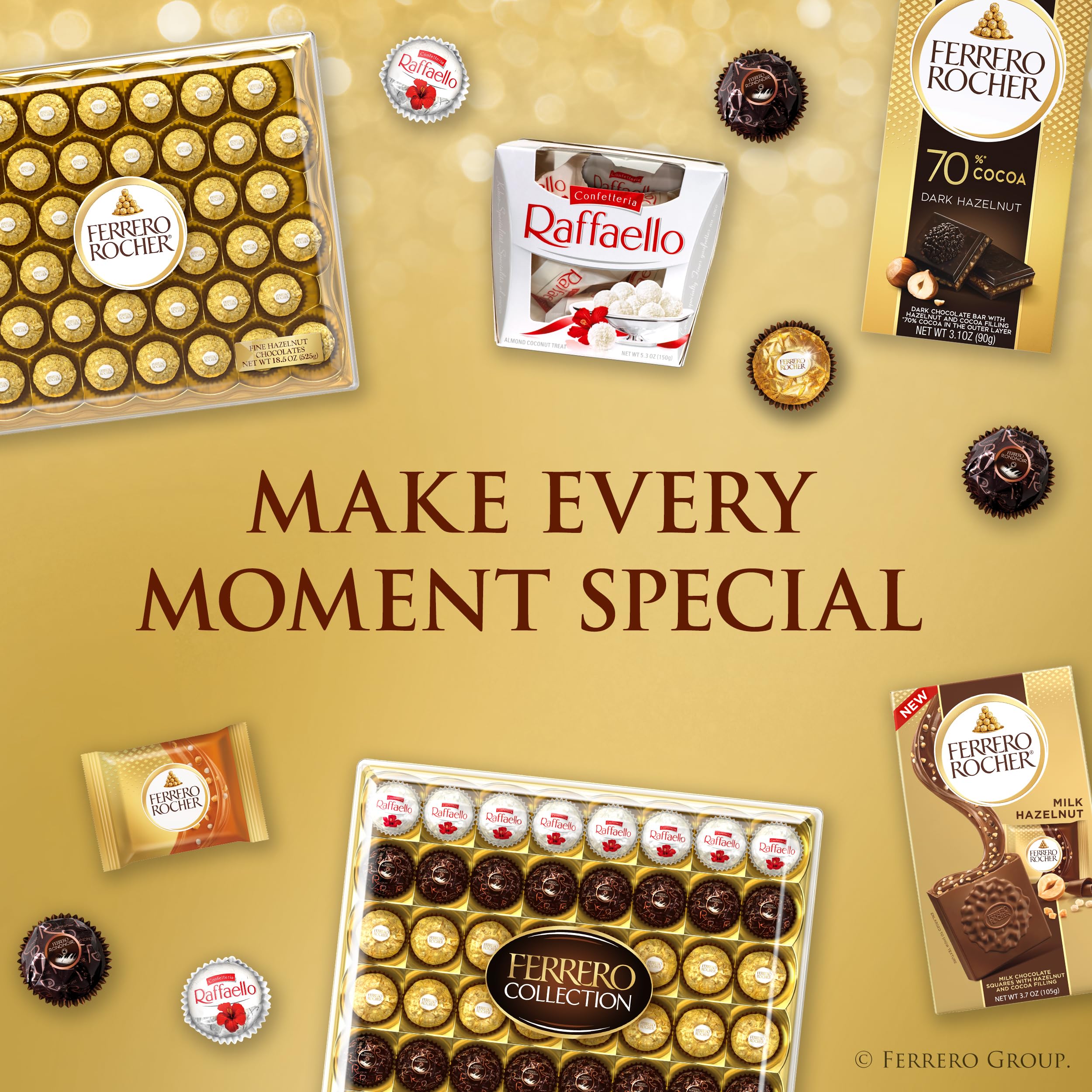 Ferrero Rocher individually-wrapped chocolates maintain freshness for sharing