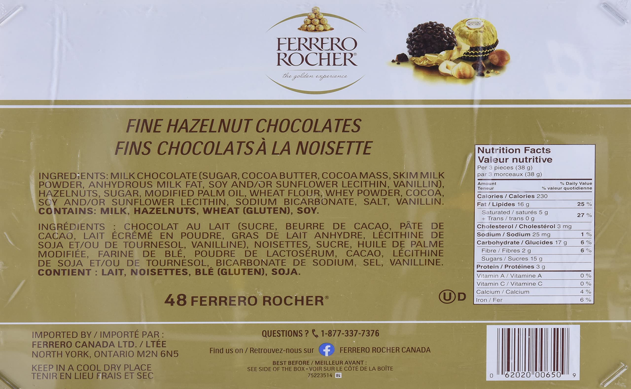 Milk chocolate coating surrounding hazelnut center with delicate wafer.