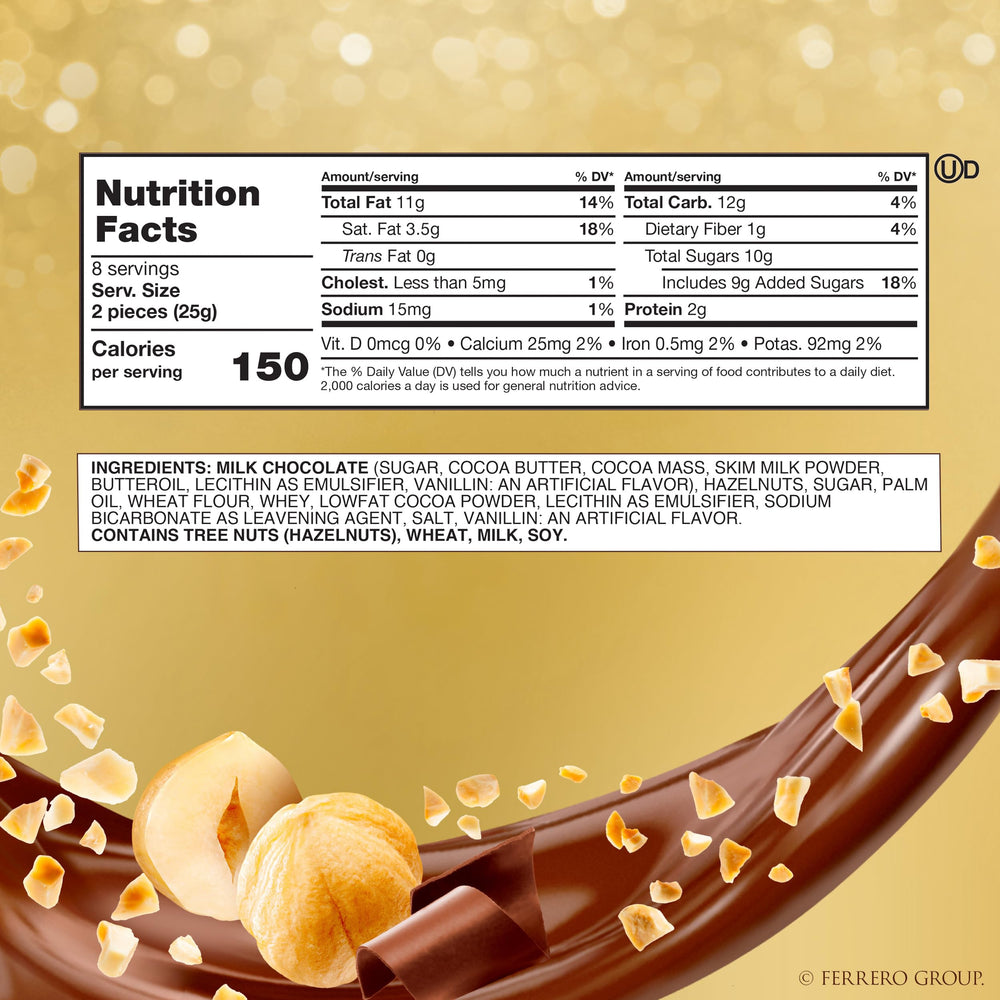 Ferrero Rocher milk chocolate hazelnut center close up highlighting premium texture.