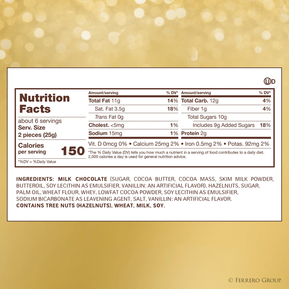 Ferrero Rocher milk chocolate hazelnut reveals creamy center and crisp wafers