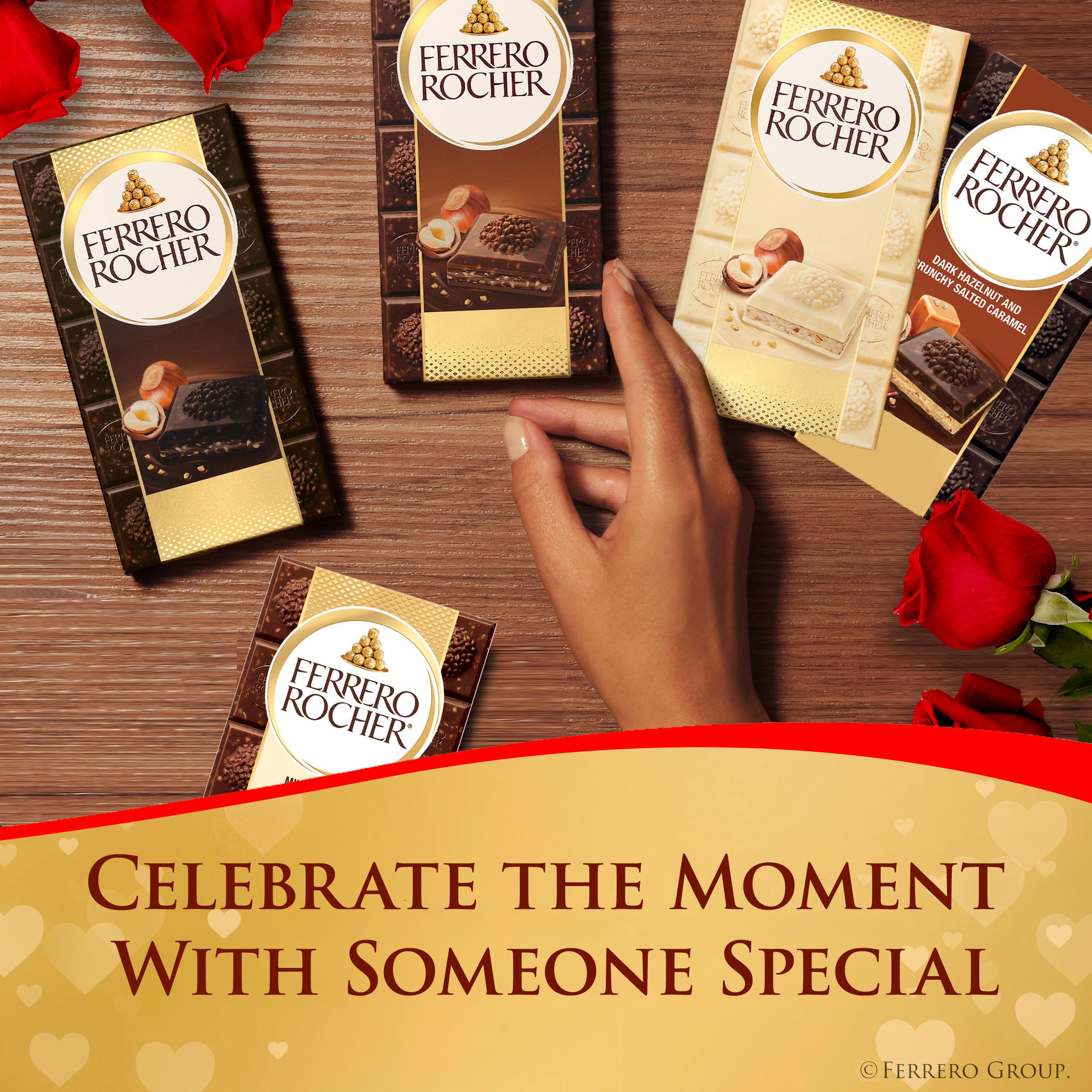 Ferrero Rocher white chocolate hazelnut bars collection, assortment for gifting or personal treat