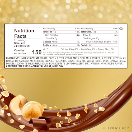 Ferrero Rocher whole hazelnut center for luxurious crunch and texture