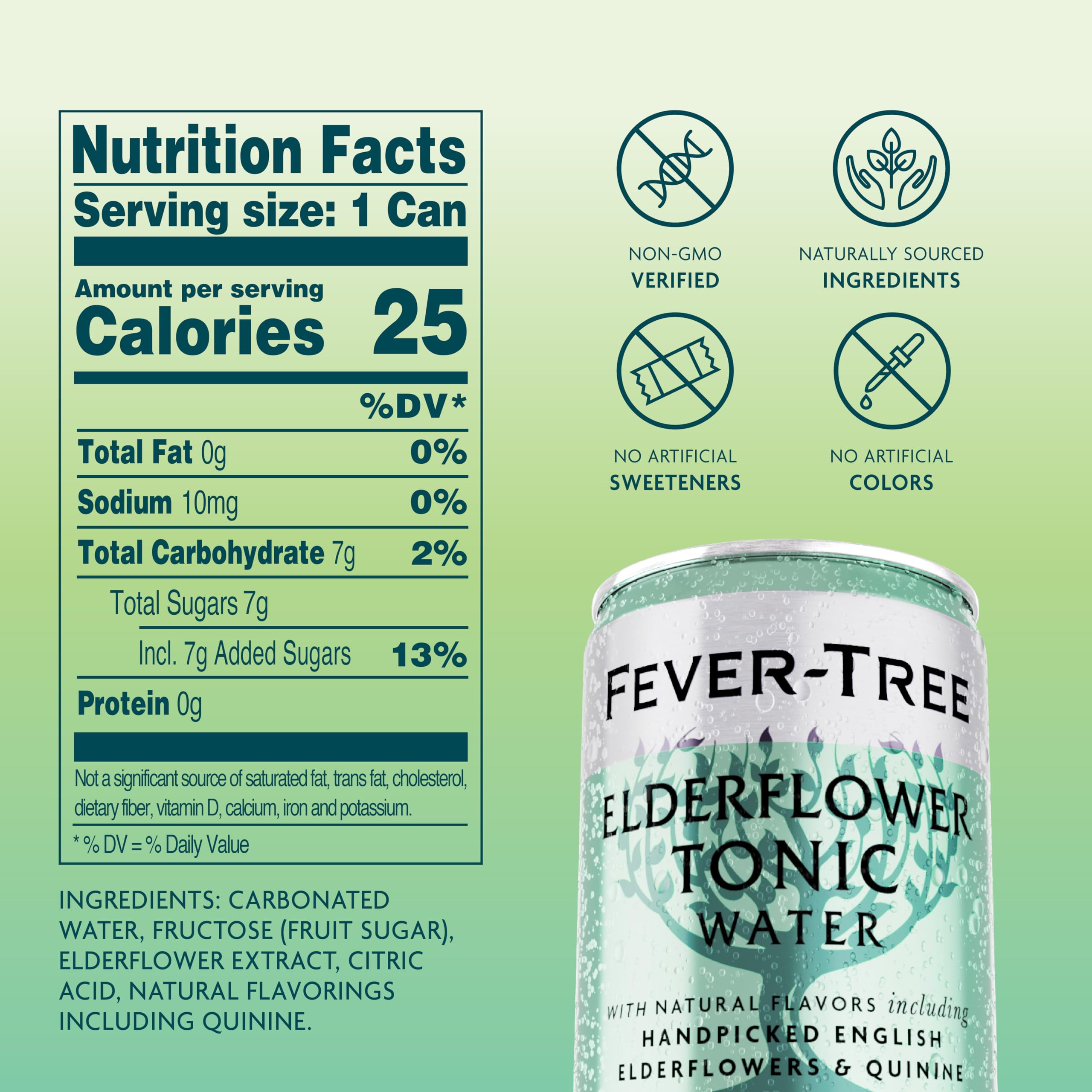 Fever-Tree Elderflower Tonic Water can ready for mixing with gin or vodka