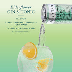 Fever-Tree Elderflower Tonic Water in a cocktail setup with citrus garnish