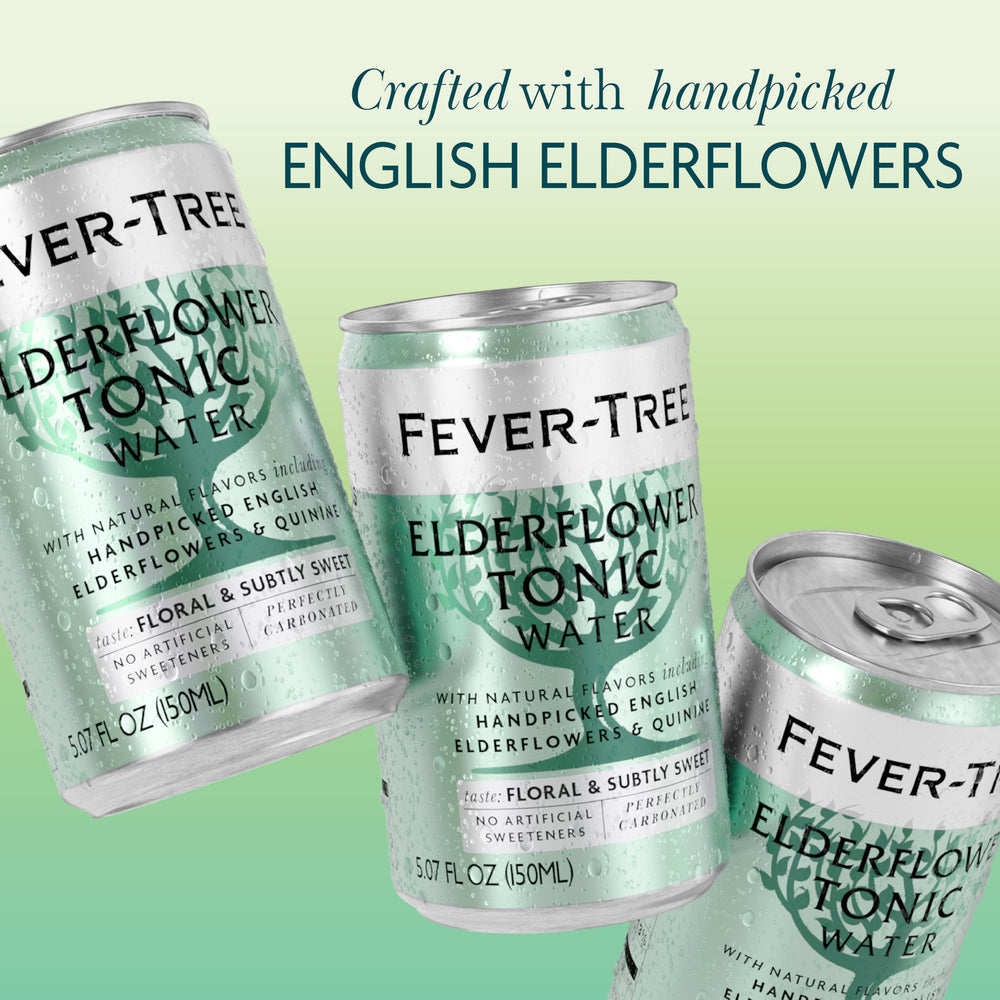 Fever-Tree Elderflower Tonic Water served in a glass with ice, ideal for sipping