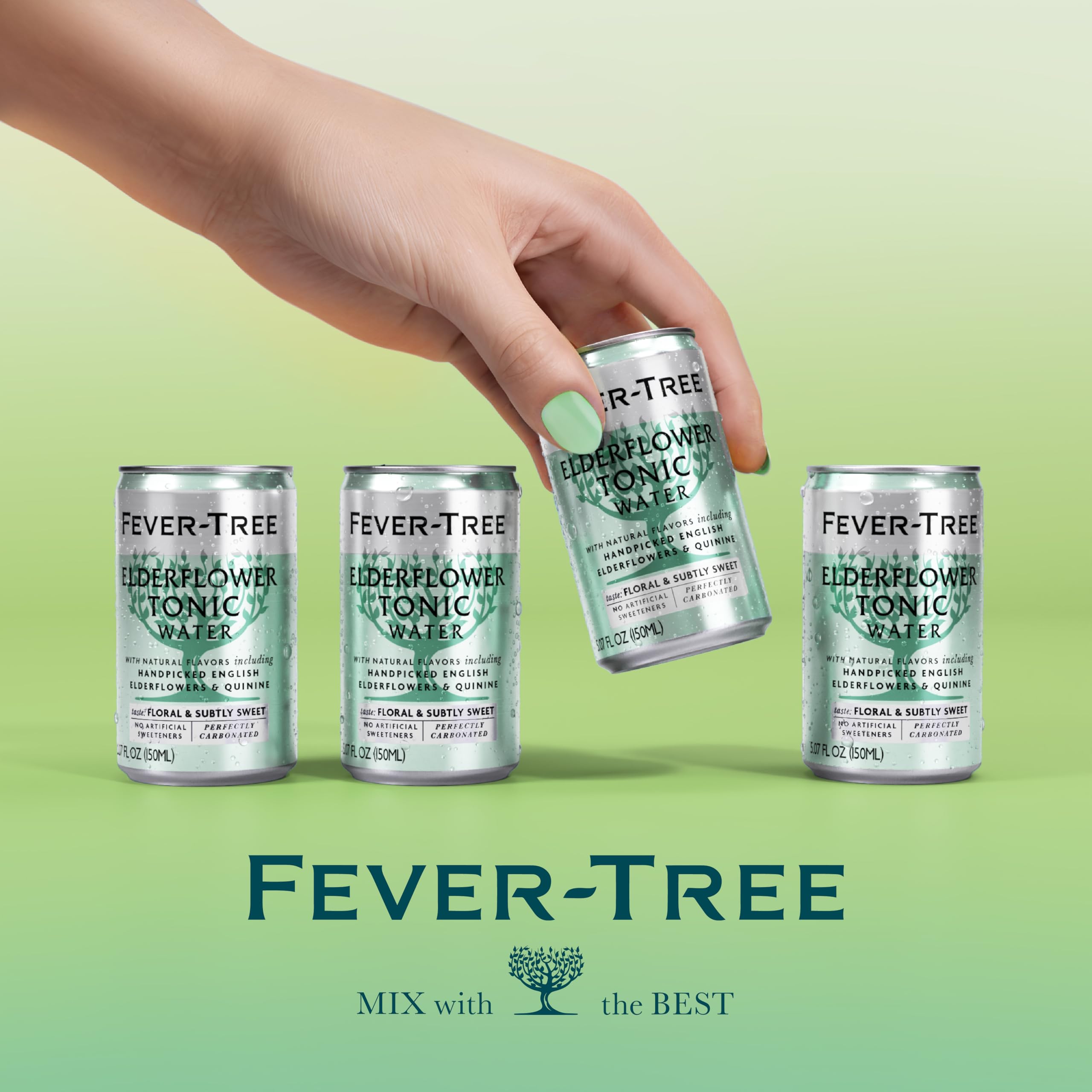 Fever-Tree Elderflower Tonic Water label close-up showing natural ingredients