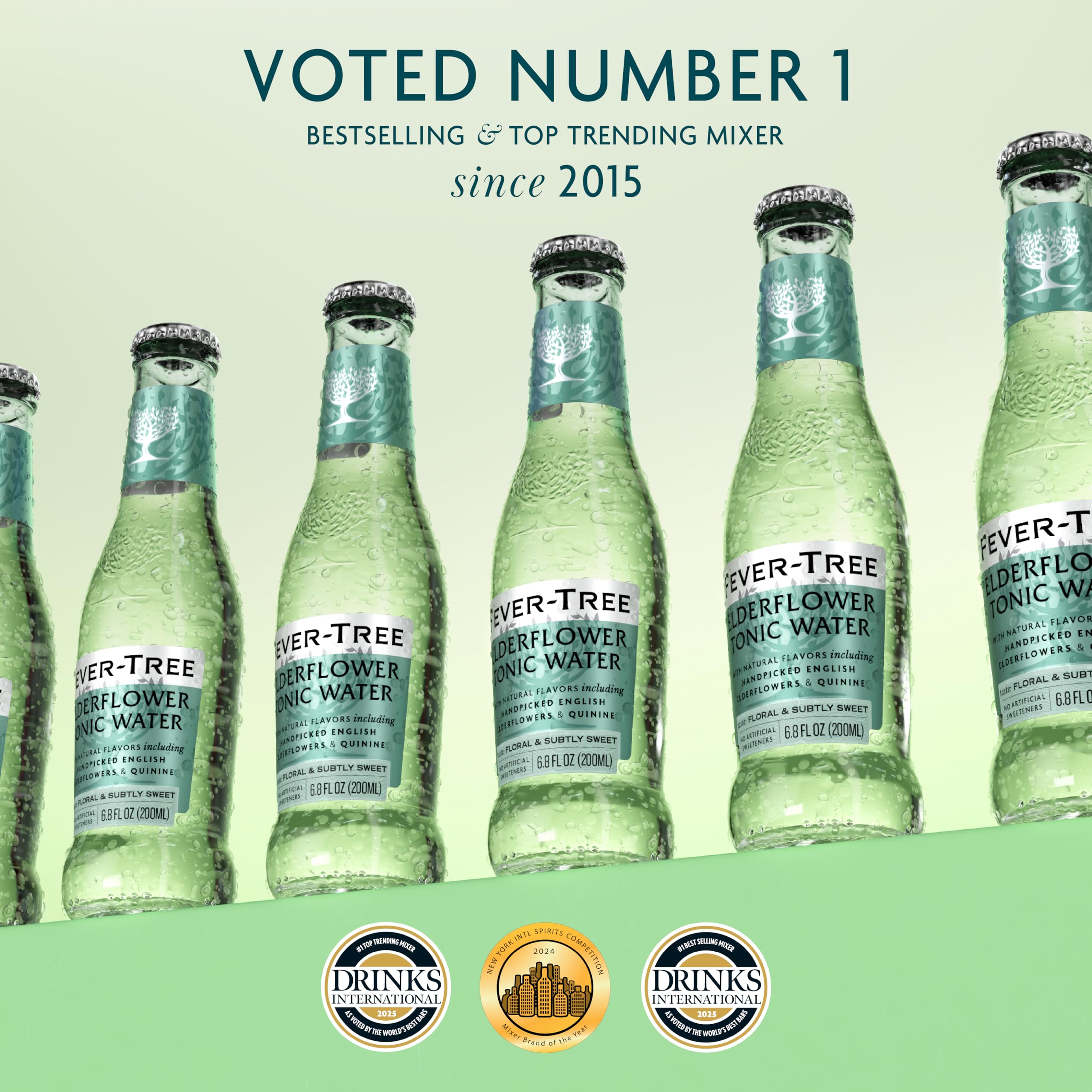 Pack of 24 Fever-Tree Elderflower tonic bottles ready for gatherings