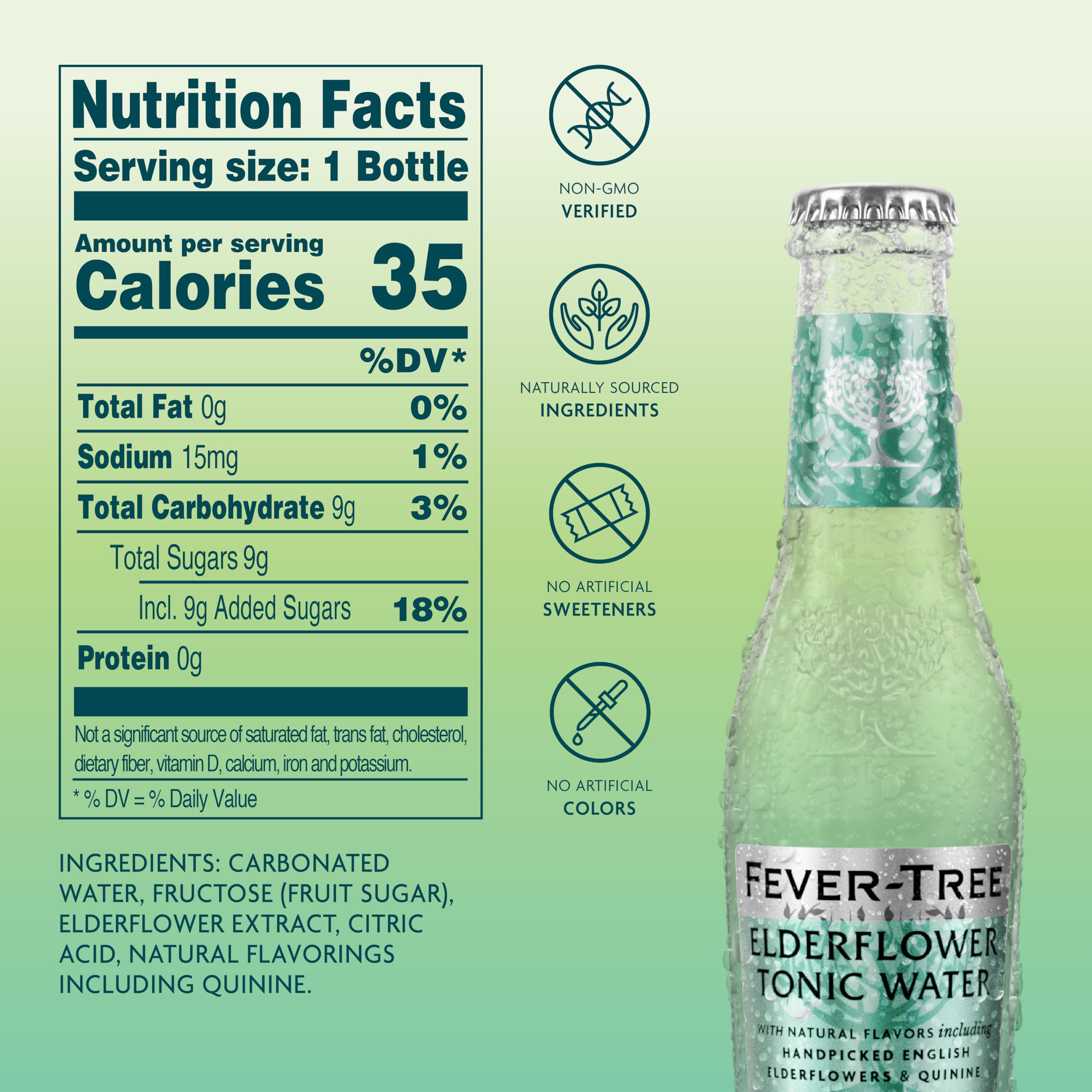 Fever-Tree Elderflower Tonic Water being poured into a glass over ice