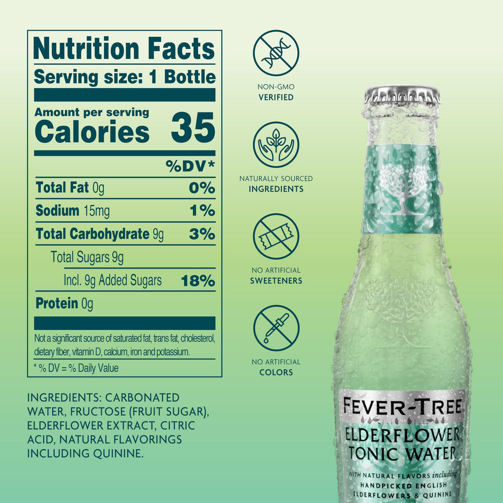 Fever-Tree Elderflower Tonic Water being poured into a glass over ice