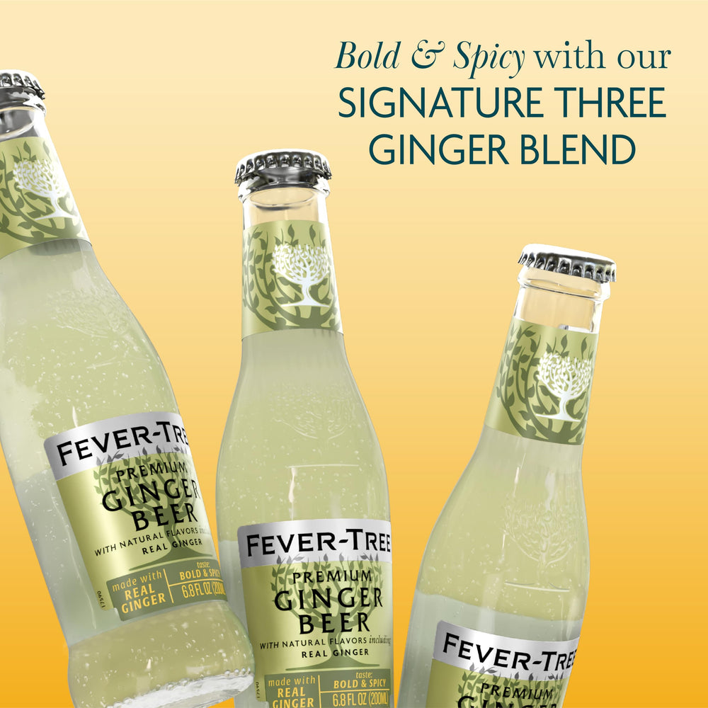 Fever-Tree Ginger Beer in a glass with spirits, perfect for cocktails.