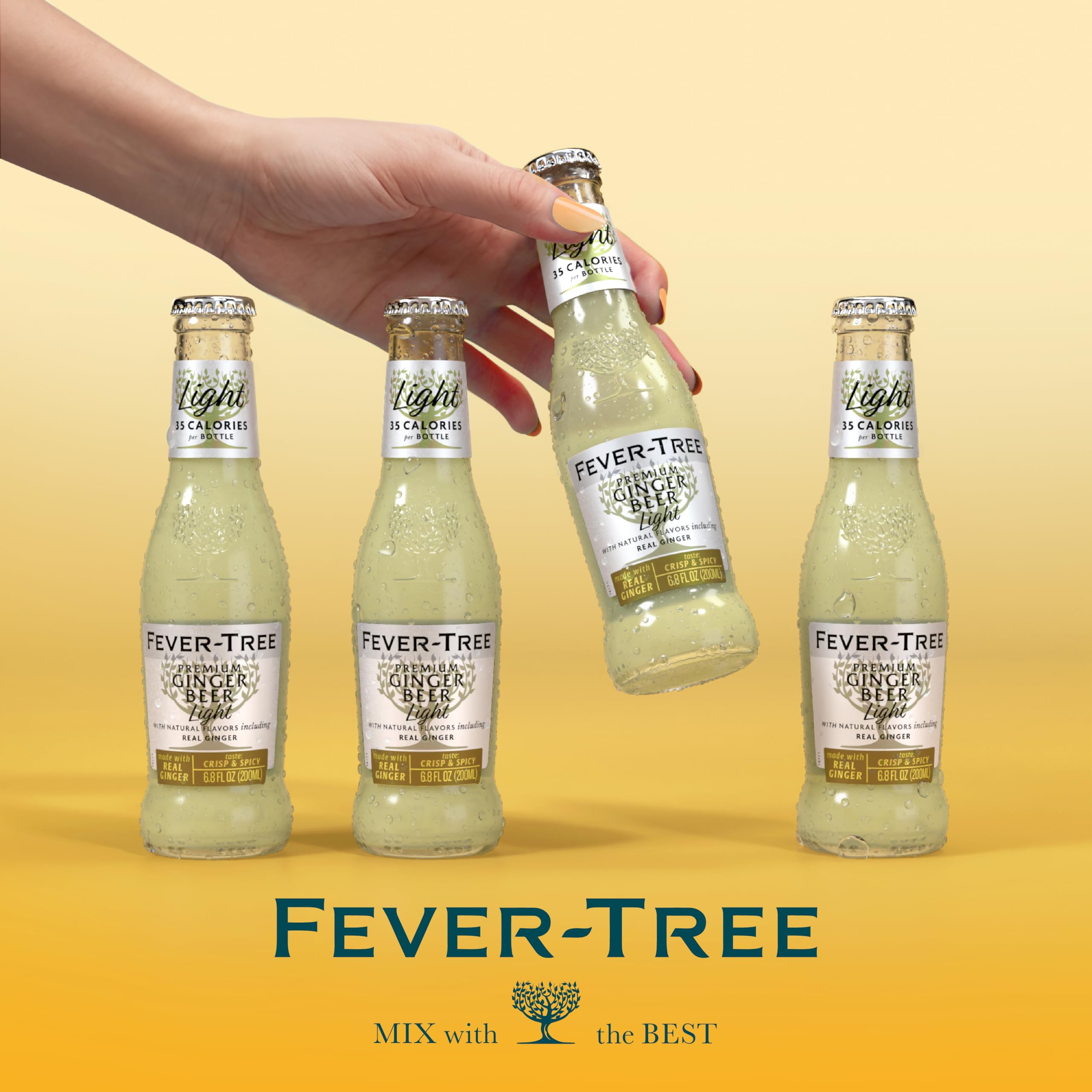 Fever-Tree Light Ginger Beer ready-to-pour serve suggests versatile mixer options.