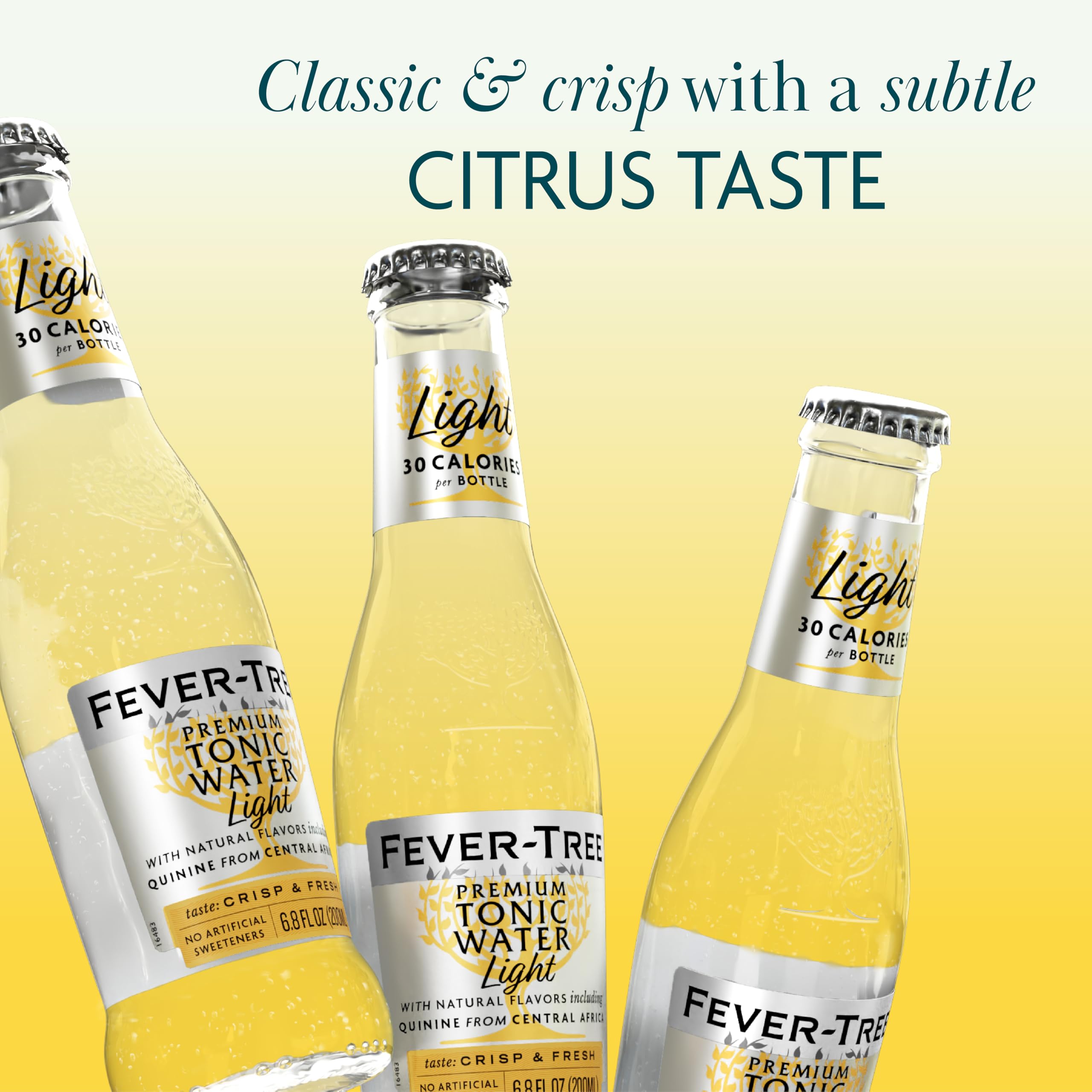 Fever-Tree Light Tonic Water with citrus notes enhances gin or vodka drinks.