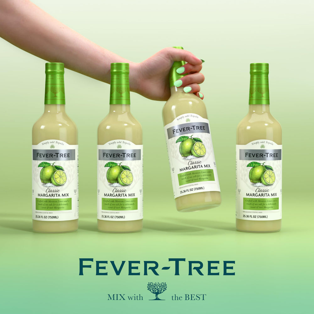 Fever-Tree Margarita Mixer full pack on kitchen counter for hosting.