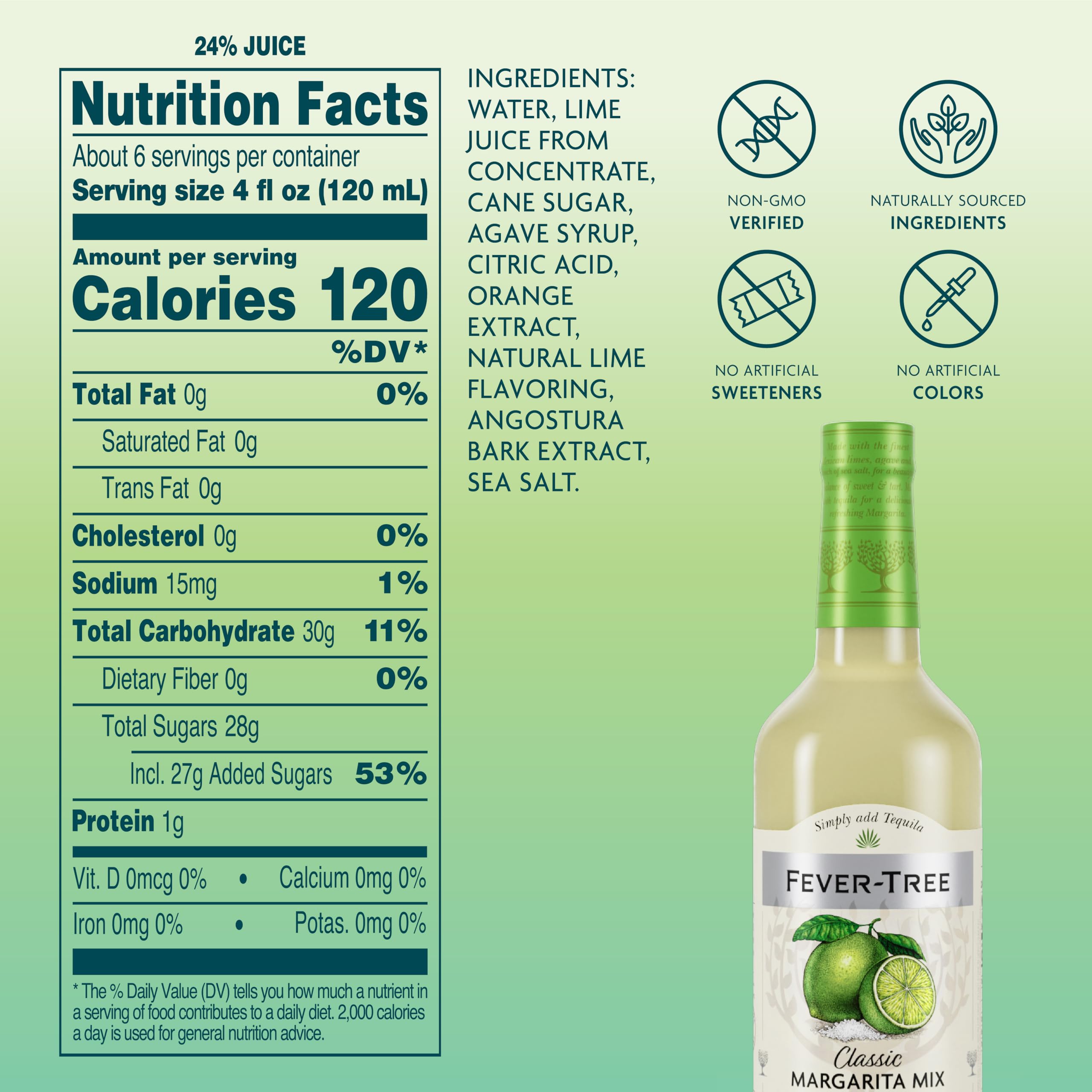 Fever-Tree Margarita Mixer being poured into a glass for easy cocktails.