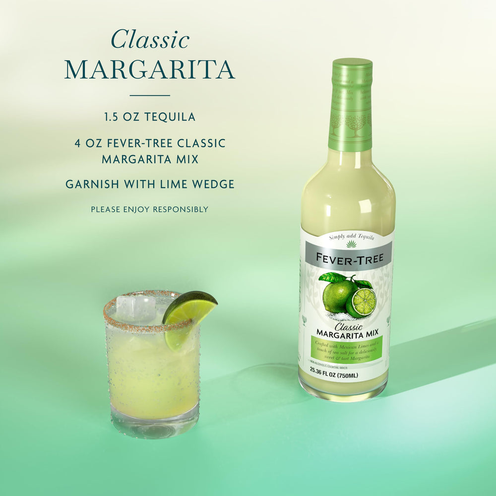 Fever-Tree Margarita Mixer beside tequila glass for pairing.