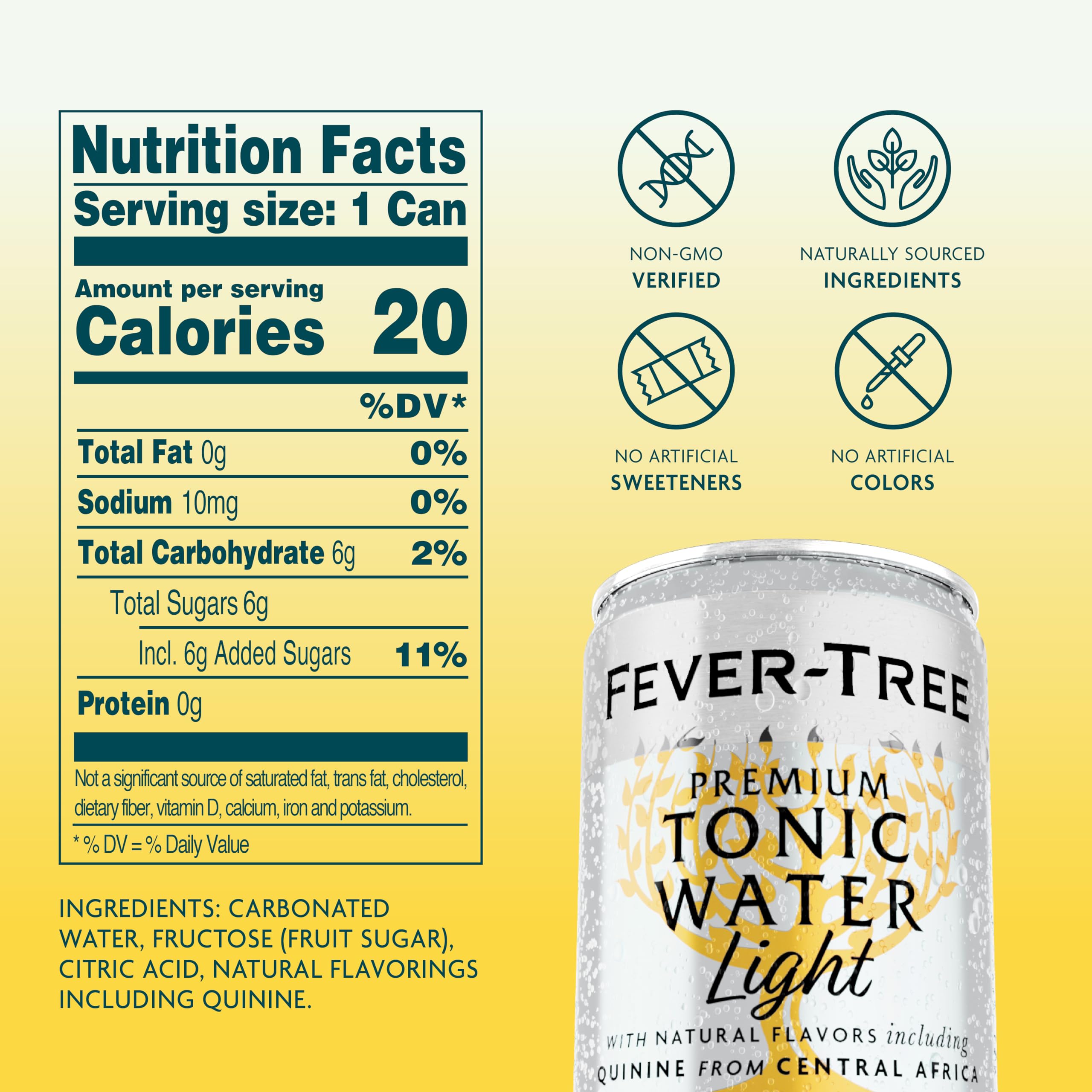 Fever-Tree Naturally Light can-pack display highlighting the low-calorie option for gatherings.