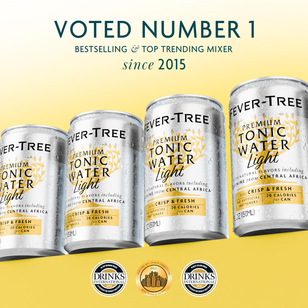 Fever-Tree Naturally Light glass with ice emphasizes a citrus-balanced mixer for cocktails.
