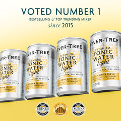 Fever-Tree Naturally Light glass with ice emphasizes a citrus-balanced mixer for cocktails.