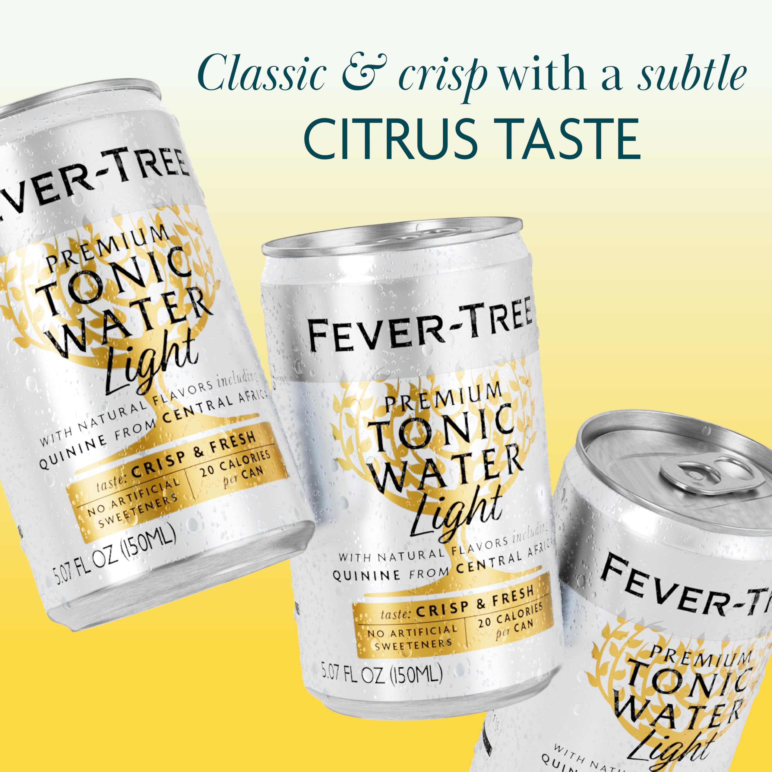 Fever-Tree Naturally Light label closeup shows premium ingredients and no artificial additives.