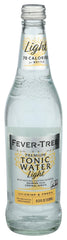 Fever-Tree tonic water bottle close-up highlighting crisp, natural ingredients.