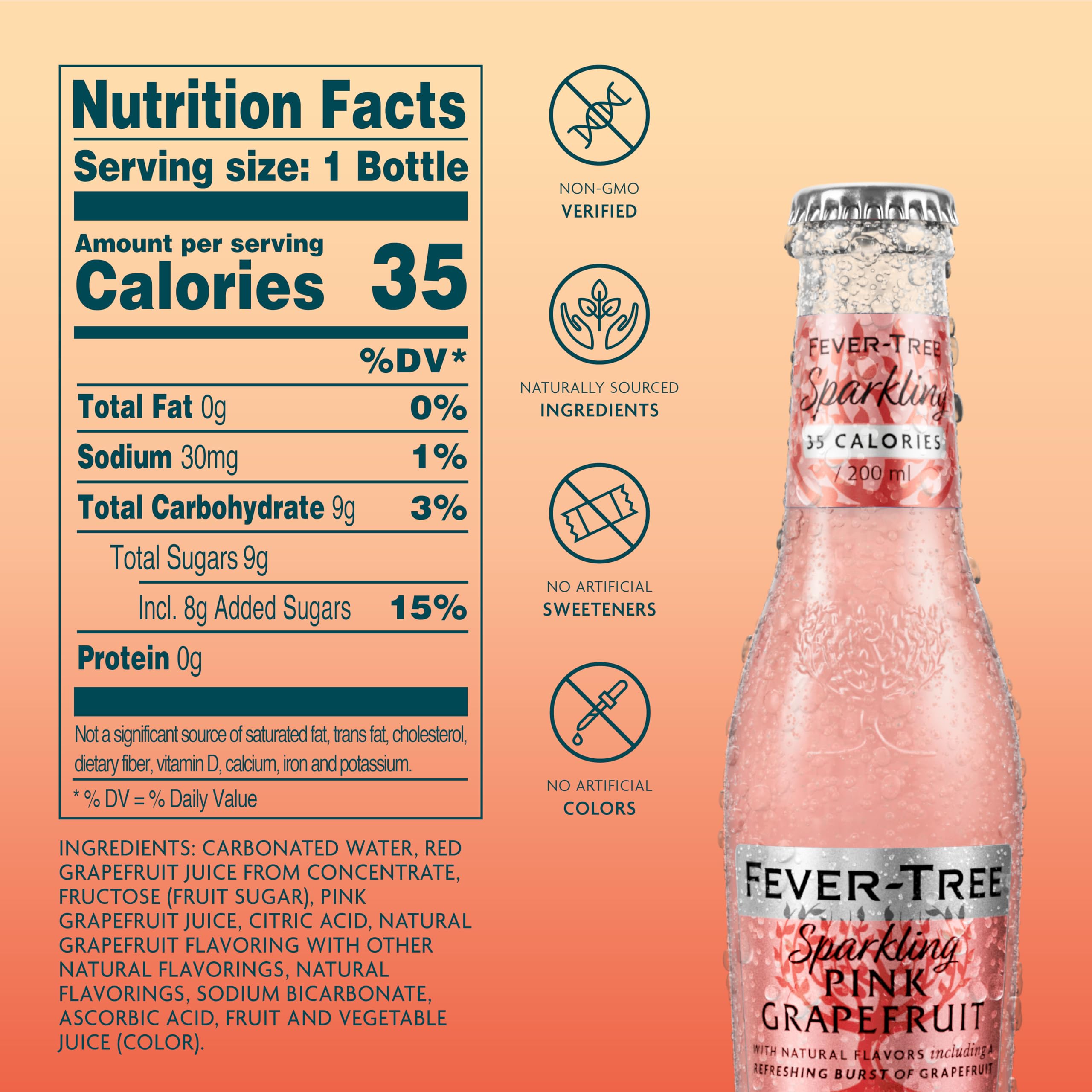Fever-Tree Sparkling Pink Grapefruit in a tall glass with ice for a spritz.