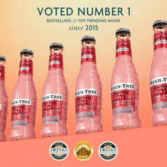 Close-up of Fever-Tree Sparkling Pink Grapefruit real juice ingredients.