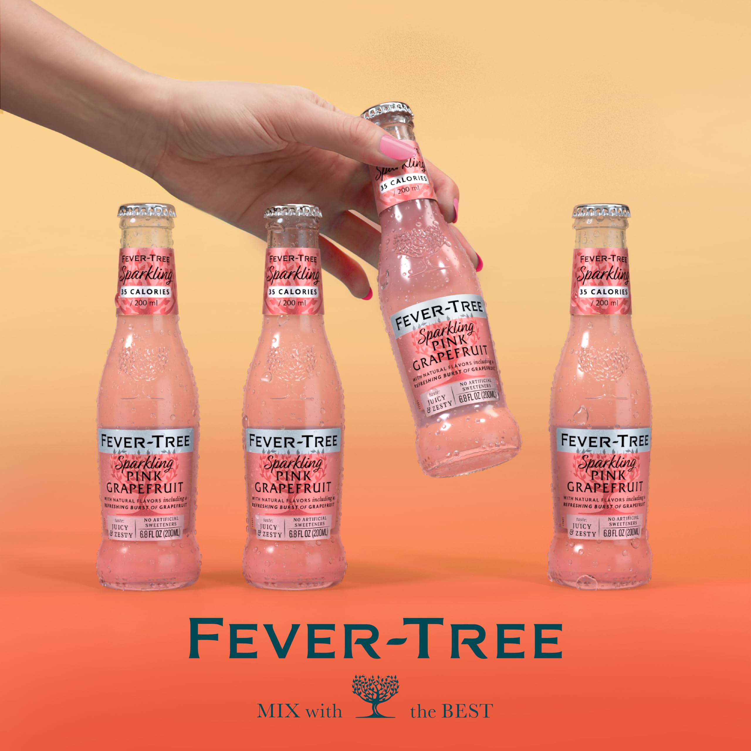Chilled Fever-Tree Sparkling Pink Grapefruit served as a refreshing soft drink.