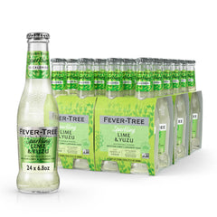Fever-Tree Sparkling Yuzu & Lime bottle showcasing vibrant citrus flavor for cocktails.