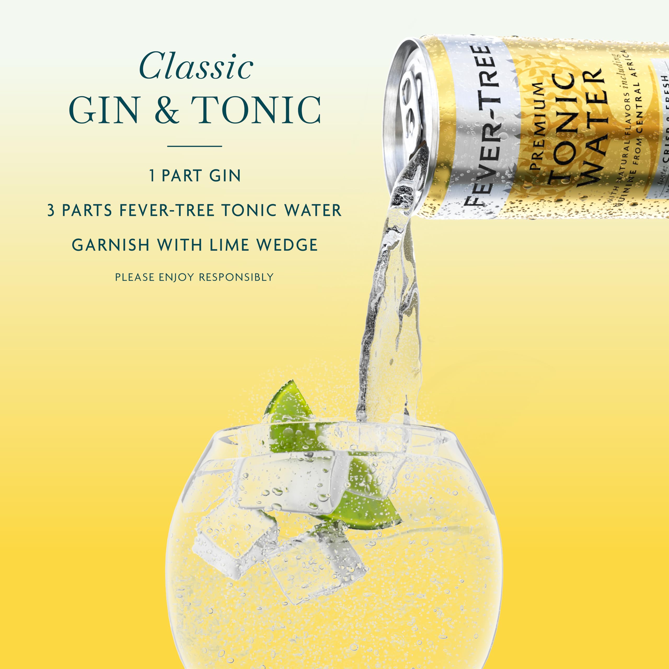 Fever-Tree tonic water label close-up highlights natural ingredients.