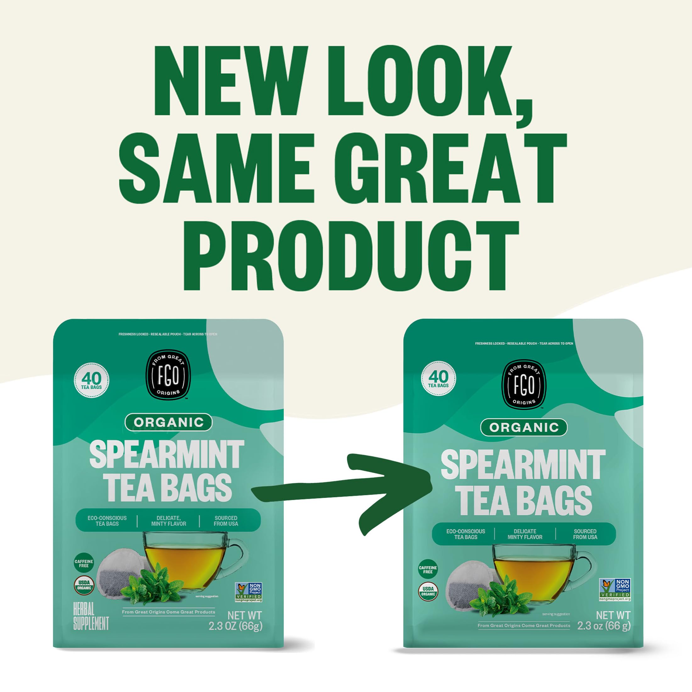 FGO Abaca hemp fiber tea bags emphasize sustainable materials.