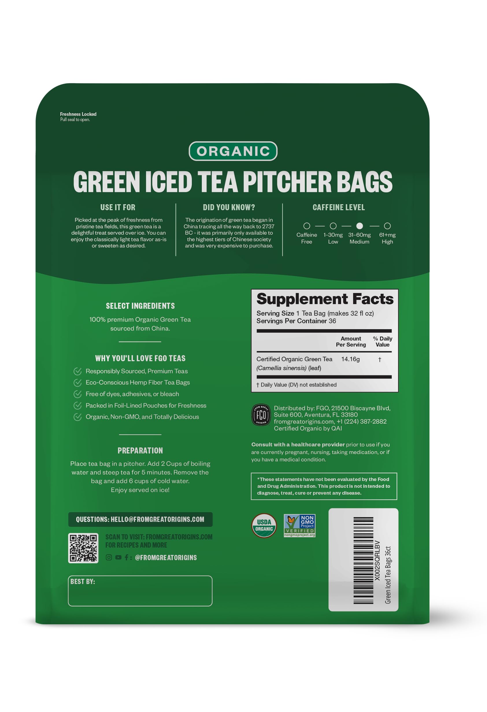 FGO Abacá hemp paper tea bags highlight sustainable materials for flavorful cold brew.