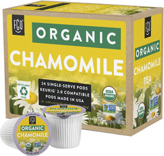 Closeup of chamomile petals in K-Cup pods for soothing brew