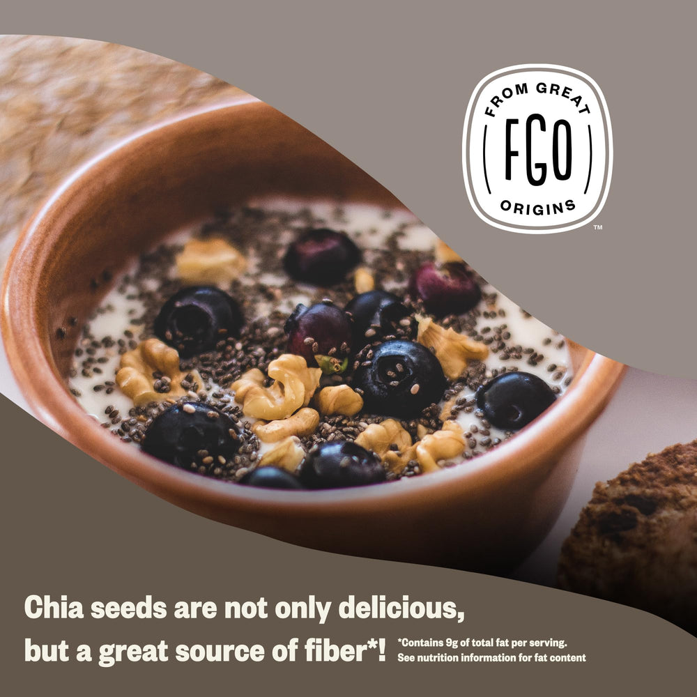 FGO chia seeds sourced from Paraguay offering natural flavor to bowls.