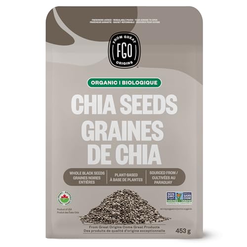 FGO Organic chia seeds pouring into a glass to mix into beverages.