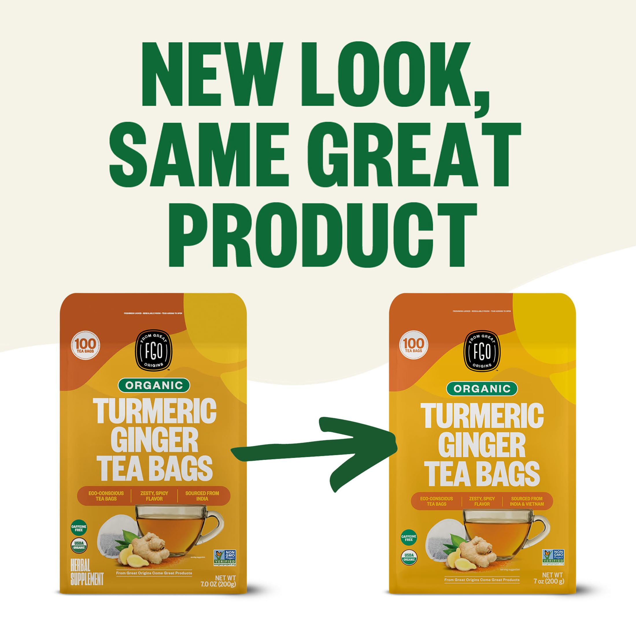 FGO dye-free and chlorine-free tea bags for pure infusion.