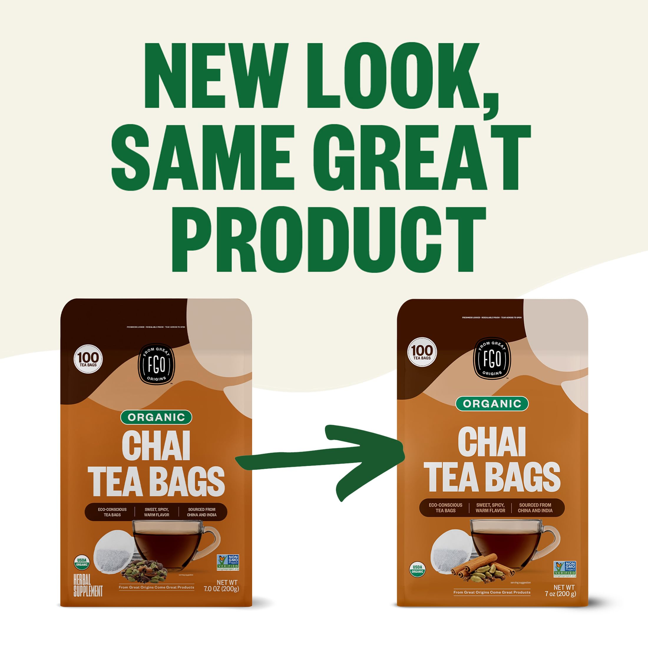 FGO Organic Chai tea bags made with Abaca hemp fiber for clean brewing